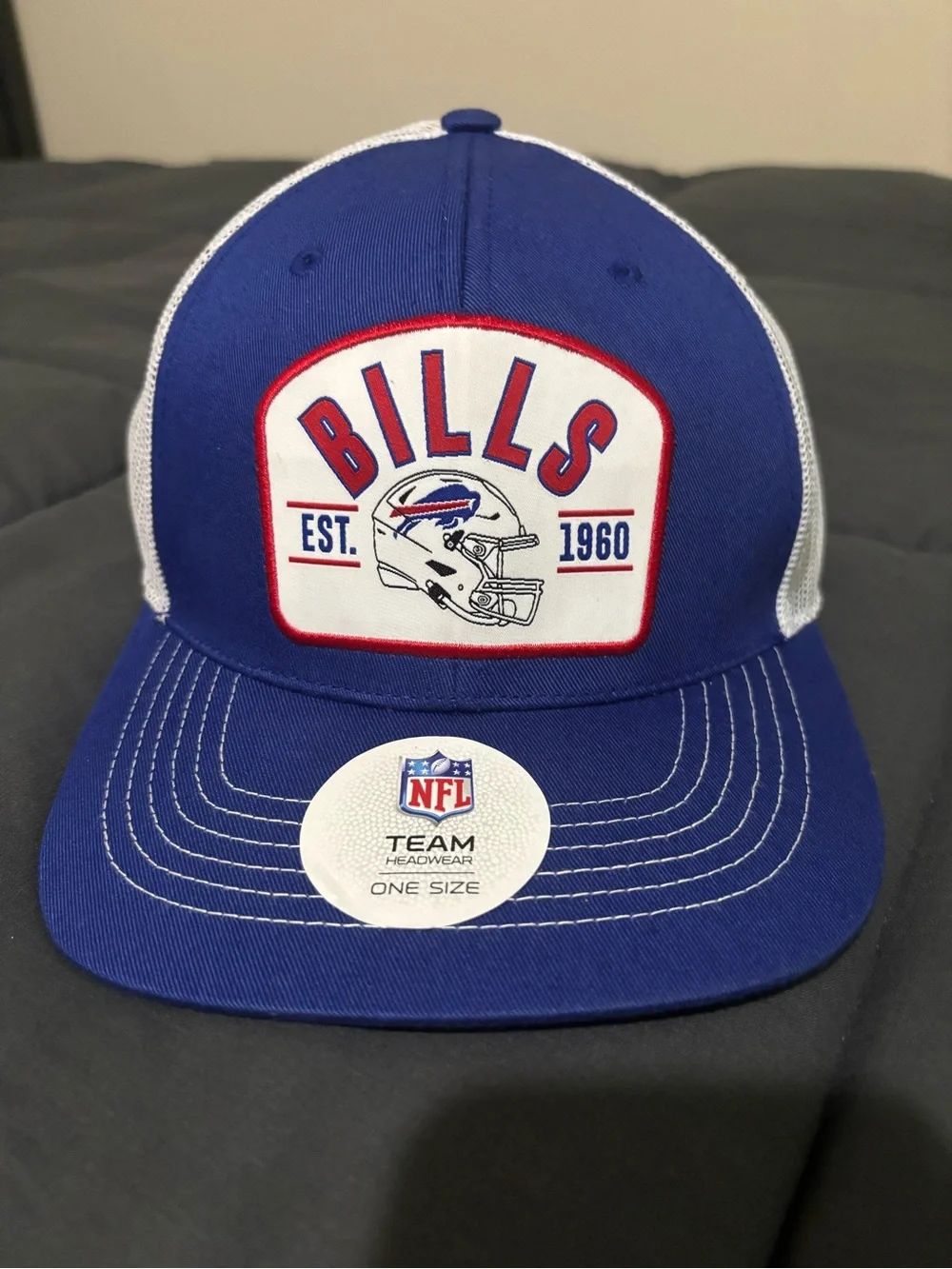 NFL Buffalo Bills Royal Blue and White Mesh Patch Hat